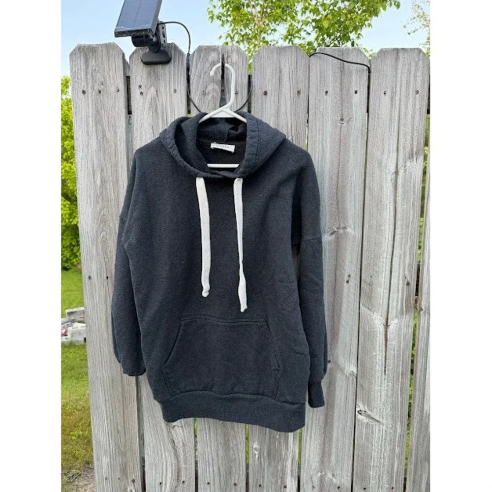 Zenana Womens‎ Small Charcoal Grey Fleece Lined Oversized Hoodie Sweatshirt